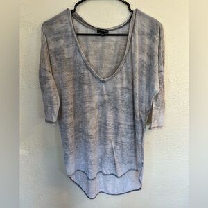 Gray V-Neck Women's Top